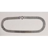 9ct white gold collarette necklace, mesh-pattern, approx 11.5g  Condition ReportThe length of the