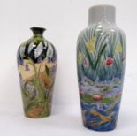 Two Cobridge vases, one with pond decoration, the other with woodland decoration (2)