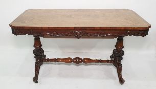 19th century and later single drawer side table, the continental rectangular top with chamfered