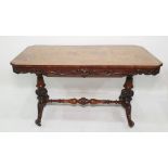 19th century and later single drawer side table, the continental rectangular top with chamfered