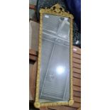 Large rectangular bevelled edge mirror with a giltwood and metal decorated frame