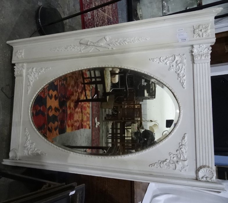 White painted overmantel mirror with moulded frame 63.5 x 96 and another mirror (2)  Condition