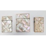Three mother-of-pearl card cases (3)  Condition Report1; 8.5x5.25 cm - very yellowed, scratches ,