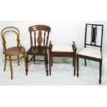 Four assorted chairs and a piano stool (5)
