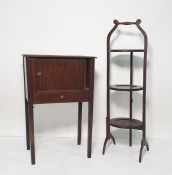 Three-tier folding mahogany cake stand and an oak pot cupboard (2)