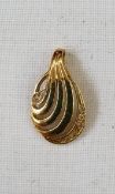 18ct gold and white stone pendant, pierced, scroll design, set small white stones, probably diamonds