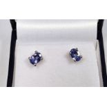 Pair of tanzanite studs in silver, boxed