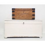 Miniature coffer emblazoned to the top 'J Baggerman' and a white painted chest (2)  Condition