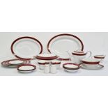Noritake Japanese dinner service with white ground, red and gilt border Condition ReportComprises