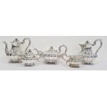 Five-piece silver tea service, Birmingham 1973, Mappin & Webb, the whole of baluster reeded form