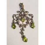 Edwardian-style pendant set with peridots, seed pearls and diamonds