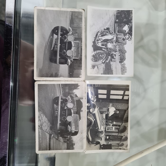 Collection of black and white photographs of vintage motorbikes, some with side cars and other - Image 3 of 15