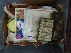 Three boxes of assorted sewing and needlework related items