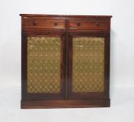 19th century chiffonier, the rectangular top above two drawers, two grilled cupboard doors under,