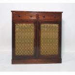 19th century chiffonier, the rectangular top above two drawers, two grilled cupboard doors under,