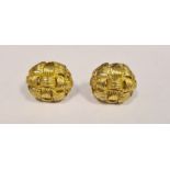 Pair 18K gold earrings, each oval and osier-pattern, approx 15.3g