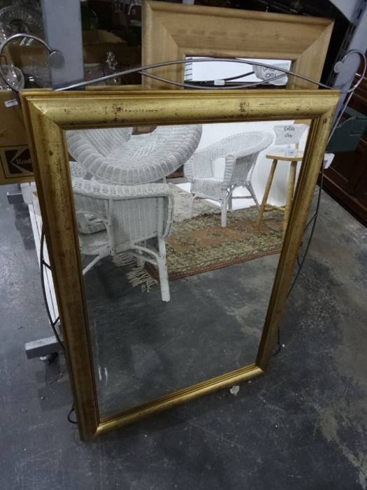 Large gilt framed rectangular mirror, a large metal framed mirror with a free-form design around the