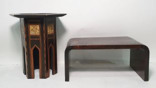 Low Far Eastern-style coffee-type table and a Middle Eastern inlaid table with hexagonal top and