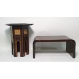 Low Far Eastern-style coffee-type table and a Middle Eastern inlaid table with hexagonal top and