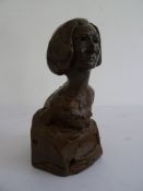 Maurice Juggins (1934-2014) bronze effect bust of Edith Sitwell, monogrammed and titled on base,