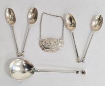 King George V seal-top silver spoon, London 1930 and four further seal-top spoons, Richard