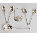 King George V seal-top silver spoon, London 1930 and four further seal-top spoons, Richard