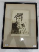 After Joseph Simpson Etching Young man wearing a tam o'shanter, signed in pencil in the margin and