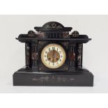 Victorian slate mantel clock with Arabic numerals to the dial