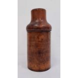 19th century treen bottle holder, the turned lid with screw thread, cylindrical body