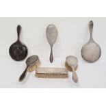 Mappin & Webb silver-backed dressing table set viz:- hand mirror, pair brushes and clothes brush,