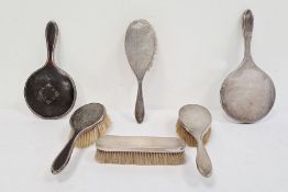 Mappin & Webb silver-backed dressing table set viz:- hand mirror, pair brushes and clothes brush,