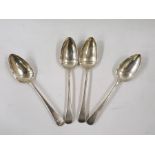 Four George III Old English pattern tablespoons, London 1802, 7.5oz approx