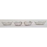 Set of four George V silver and pierced oval bonbon dishes, Birmingham 1918, William Hutton &