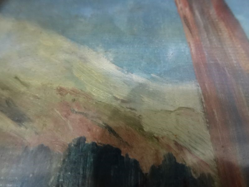 Unattributed Oil on board Anenomes in vases on a windowsill, looking through to snowy mountains in - Image 3 of 6