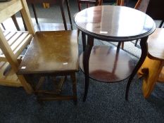 Two-tier circular side table and a nest of two tables