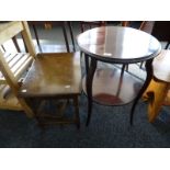 Two-tier circular side table and a nest of two tables