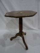 Late 18th/early 19th century octagonal side table with burr oak top, on turned pedestal support to