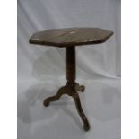 Late 18th/early 19th century octagonal side table with burr oak top, on turned pedestal support to