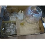 Two boxes of assorted mixed china and glassware to include decanter, quantity of decanter