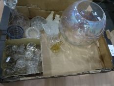 Two boxes of assorted mixed china and glassware to include decanter, quantity of decanter