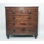 19th century mahogany chest of two short over three long drawers, the rectangular top with moulded