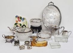 Electroplated and other items to include tray, teapots, gravy boat, glass bowls, etc (1 box)