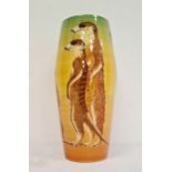 Dennis Chinaworks vase 'Out of Africa' from the Illyria Series, decorated with meerkats, limited