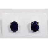 Pair of sapphire studs, in silver