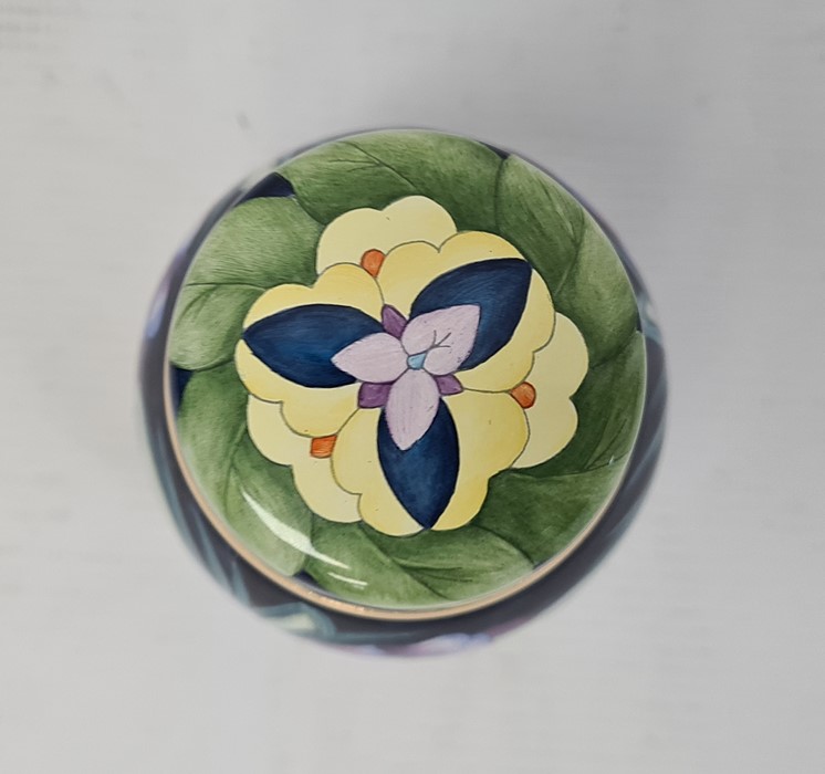 Moorcroft miniature enamel vase and cover, allover decoration of spring flowers including - Image 4 of 5