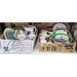 Quantity of assorted ceramics including Noritake-style, ceramic biscuit barrels with metal mounts,