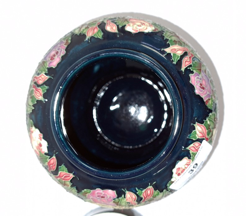 Moorcroft ginger jar decorated on a purple ground with white flowers and trees, marked to base ' - Image 7 of 9