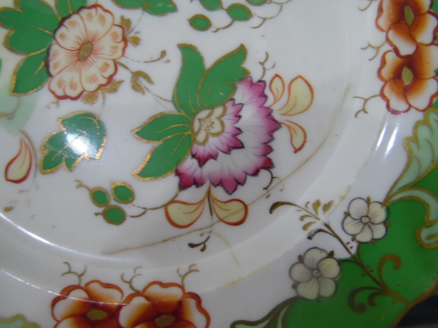 19th century Copeland plate decorated with flowers and a collection of various other 19th century - Image 4 of 5