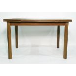 20th century extending dining table, the rectangular top with draw-leaves, on four supports and a