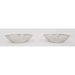 Pair of George V silver circular latticework pierced side bonbon dishes, Birmingham 1912, A & J